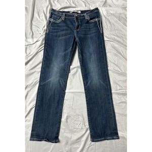 Tin Haul Women's Dark Wash Straight Leg Jeans Western Stitch 30/R 32x33